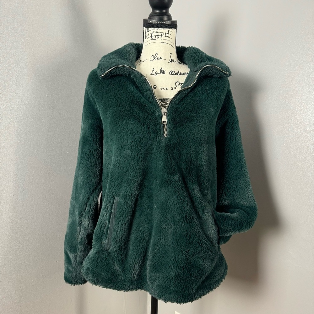 A&F Cozy Forest Green Fleece Jacket